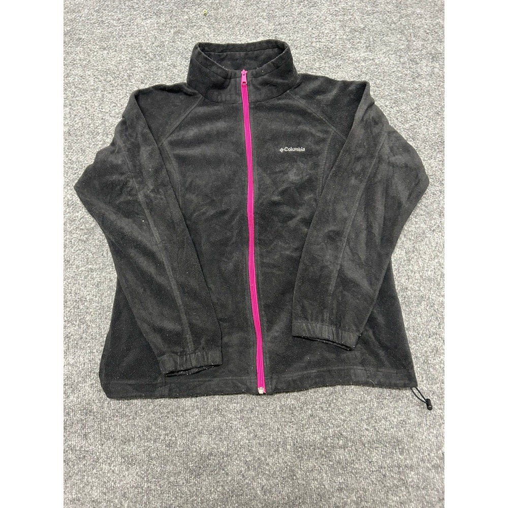 Columbia Fleece Jacket Womens Size 1X Black Pink Full Zip Benton Springs Soft